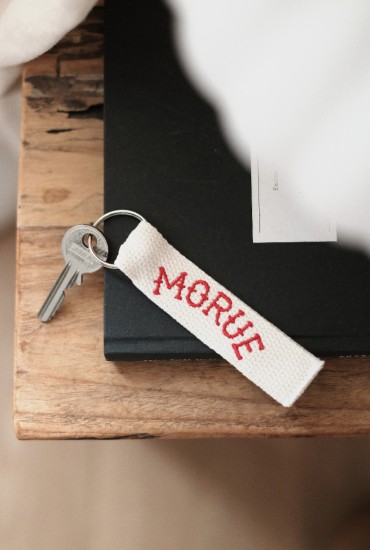 Porte-clés à message brodé Morue