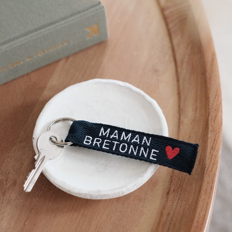 Porte-clés à message brodé Maman Bretonne