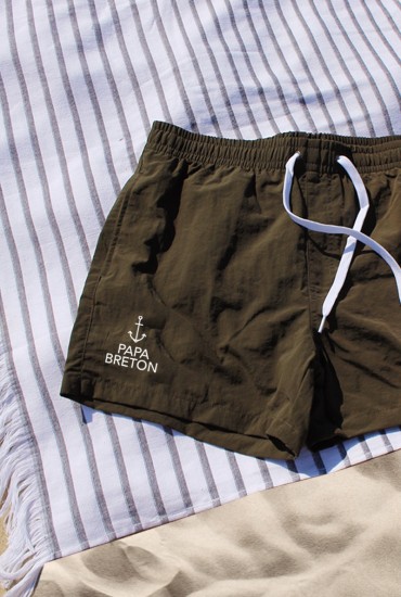 Short de bain brodé Papa breton