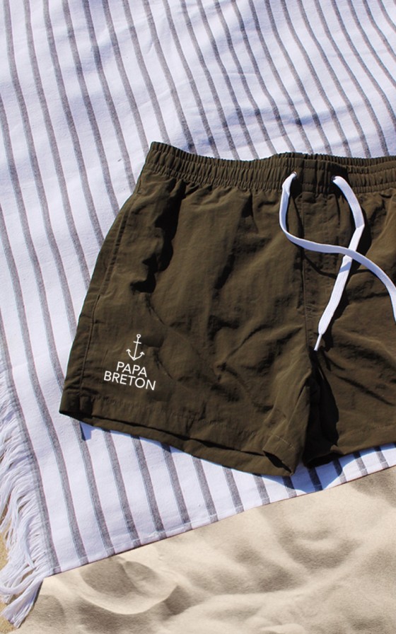 Short de bain brode Papa breton
