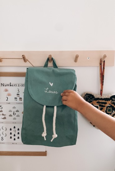 Sac à dos vert d'eau personnalisé enfant