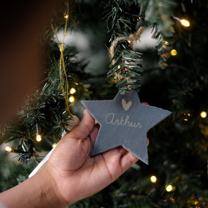 Décoration de noël ardoise Étoile - Personnalisable