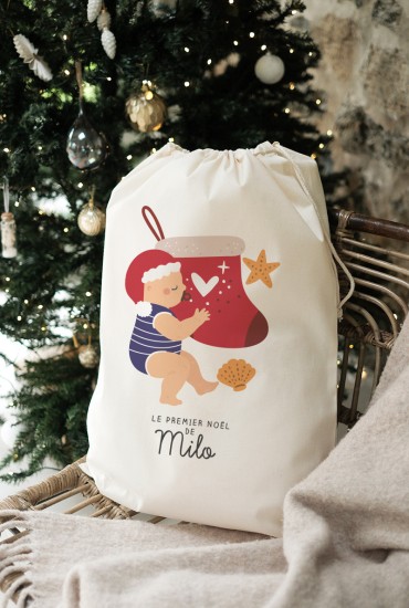 Hotte de Noël personnalisable pour enfant