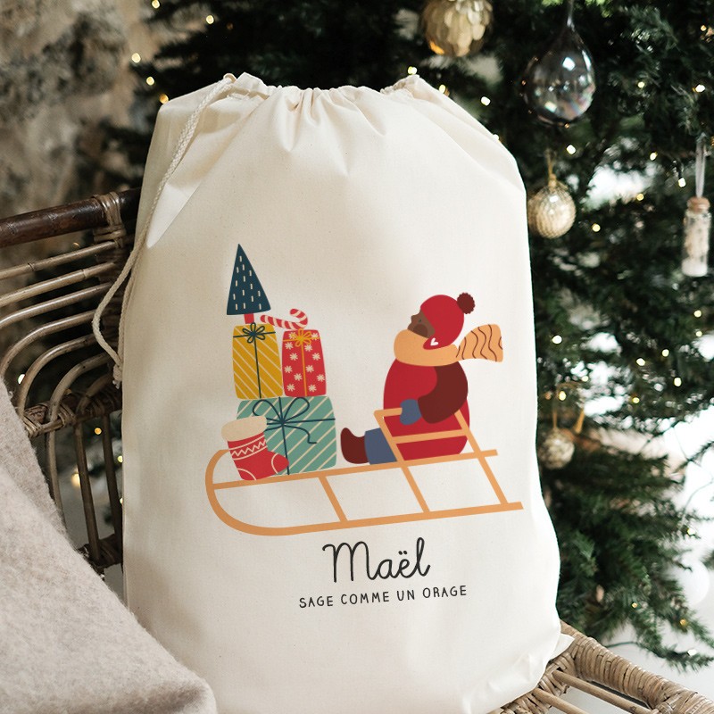 Hotte de Noël personnalisable pour enfant