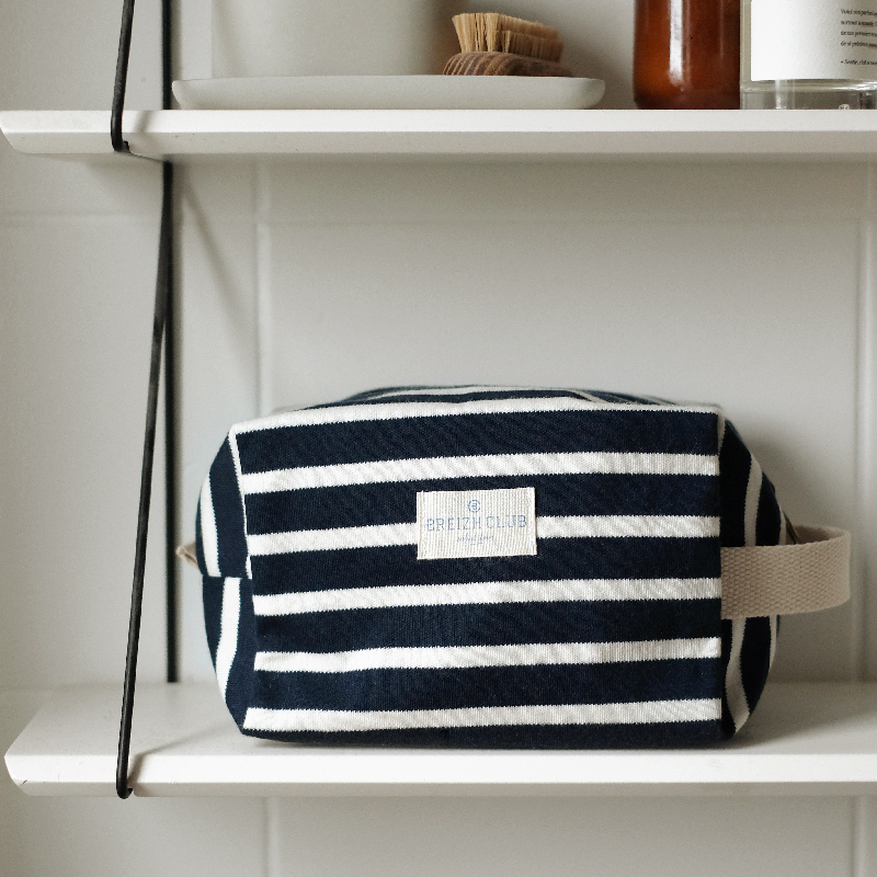 Trousse de toilette marinière Bleu marine - Made in Bretagne