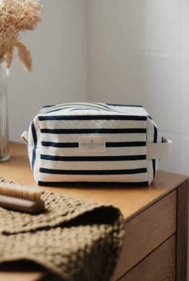 Trousse de toilette marinière Écrue - Made in Bretagne