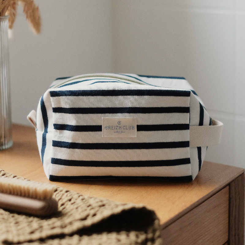 Trousse de toilette marinière Écrue - Made in Bretagne