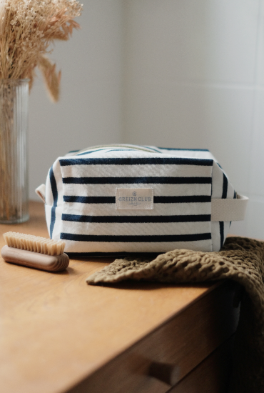 Trousse de toilette marinière Écrue - Made in Bretagne