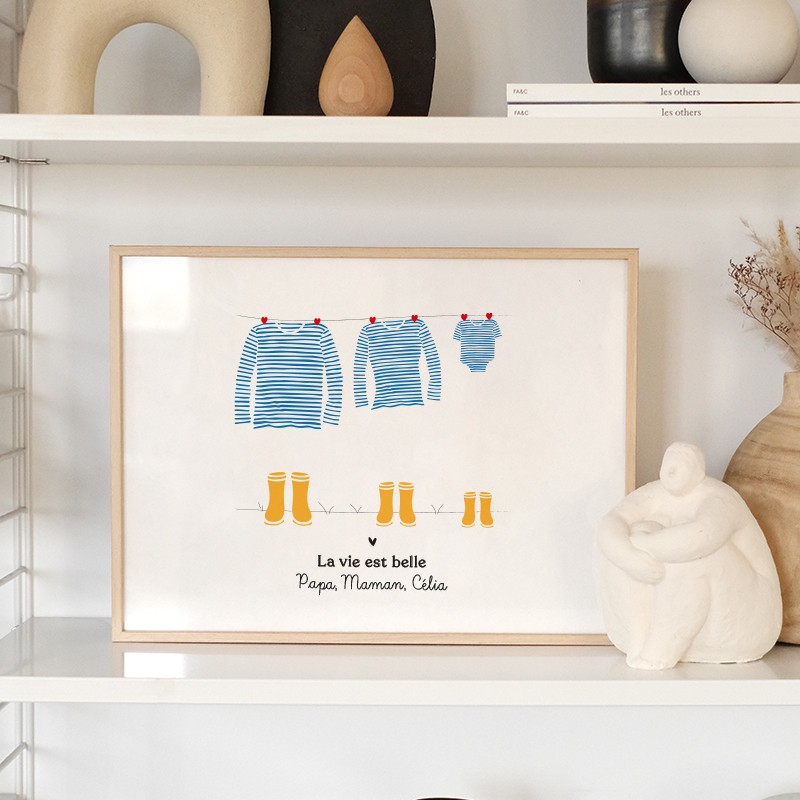 Affiche Famille marinière - Personnalisable