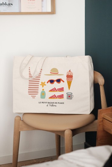 Cabas Mon petit bazar de plage - Personnalisable