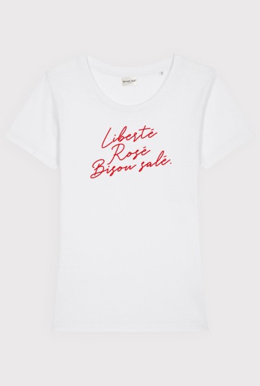 T-shirt femme Liberté, rosé, bisou salé