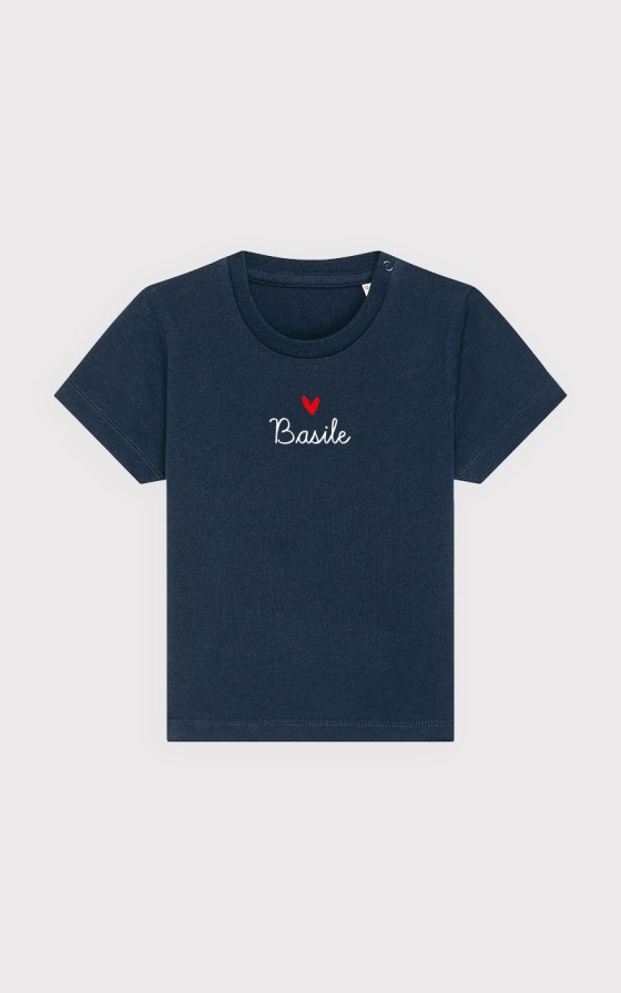 T-shirt bébé brodé Mon petit coeur - Personnalisable