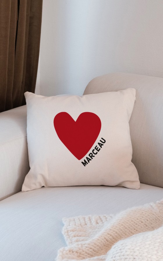 Housse de coussin Grand coeur rouge - Personnalisable