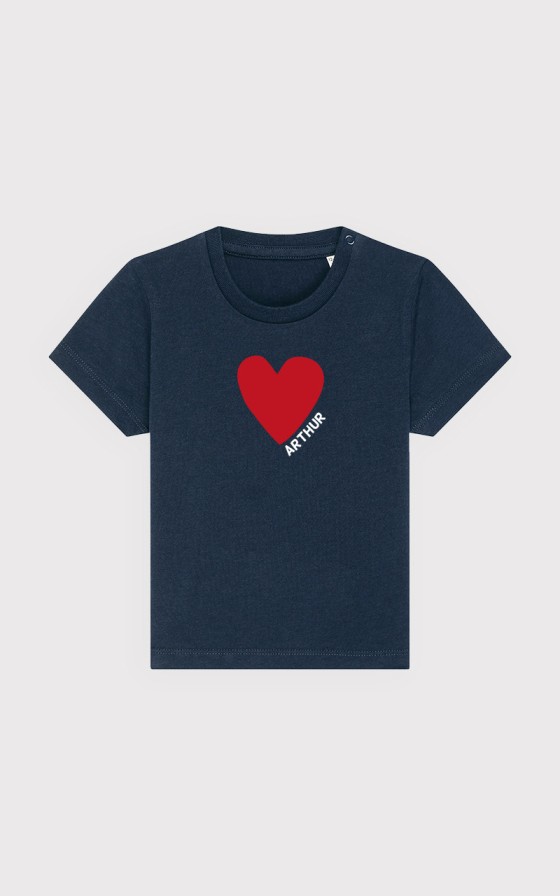 T-shirt bébé Coeur velours - Personnalisable