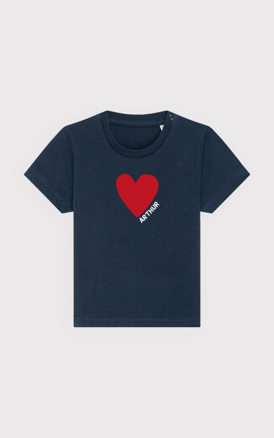 T-shirt bébé Grand coeur rouge - Personnalisable