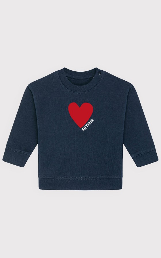 Sweat bébé Coeur velours - Personnalisable