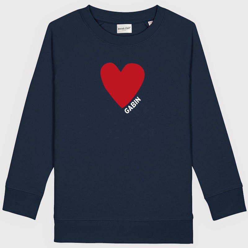 Sweat enfant Coeur velours - Personnalisable