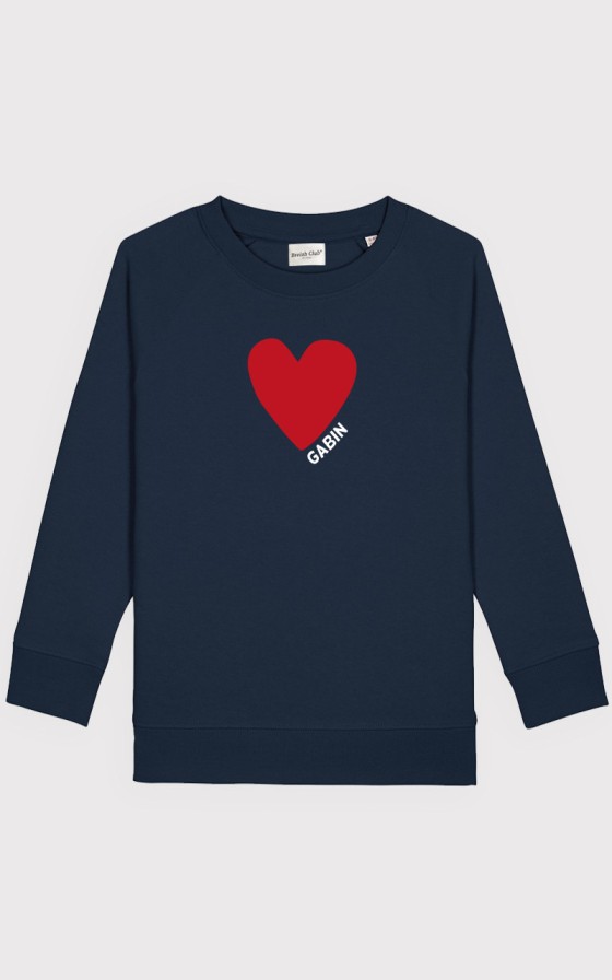 Sweat enfant Grand coeur rouge - Personnalisable