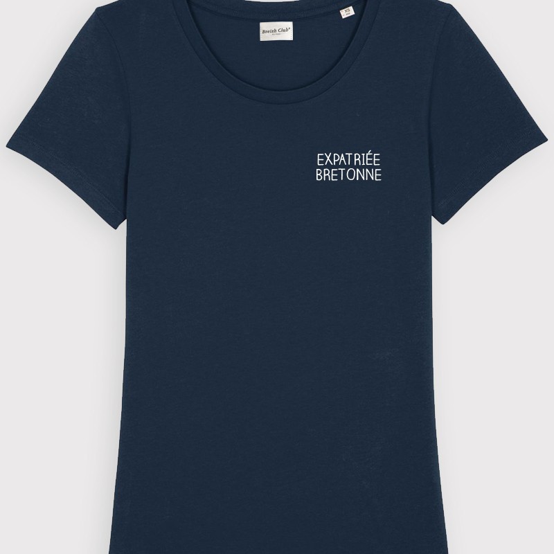 T-shirt femme brodé Expatriée bretonne