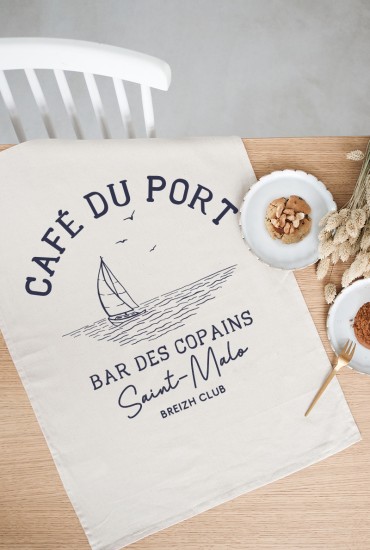 Torchon Café du port - Personnalisable - Made in Bretagne