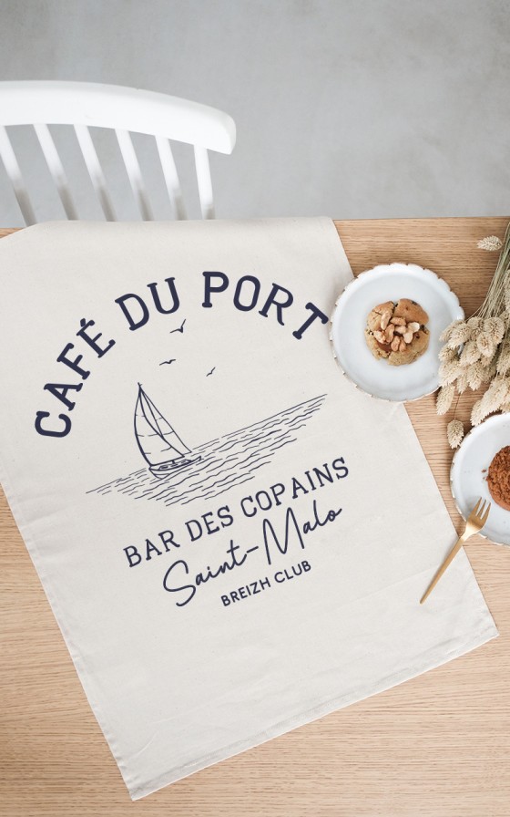 Torchon Café du port - Personnalisable - Made in Bretagne