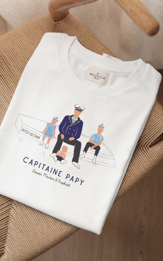 T-shirt Capitaine et ses enfants - Personnalisable
