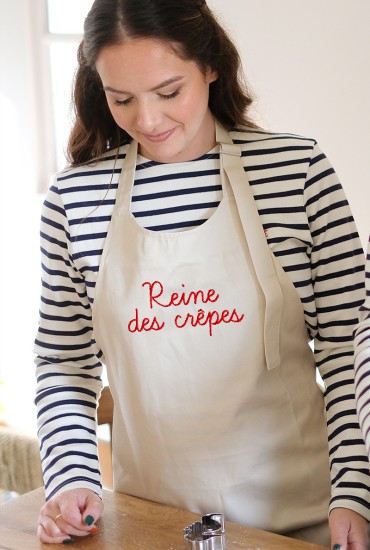 Tablier brodé Reine des crêpes