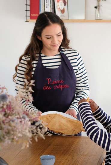 Tablier brodé Reine des crêpes