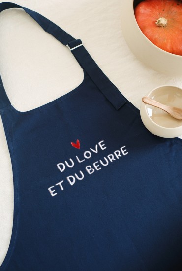 Tablier brodé Du beurre et du love