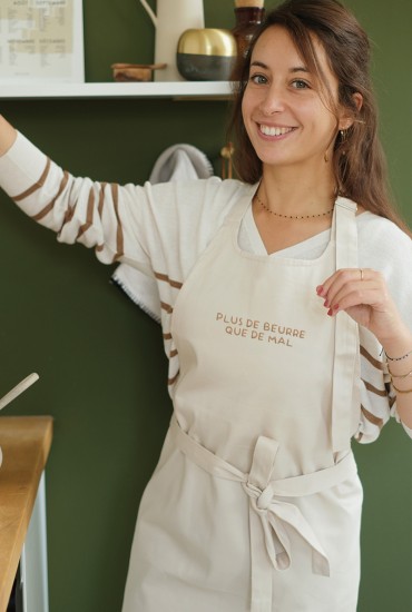 Tablier brodé Plus de beurre que de mal