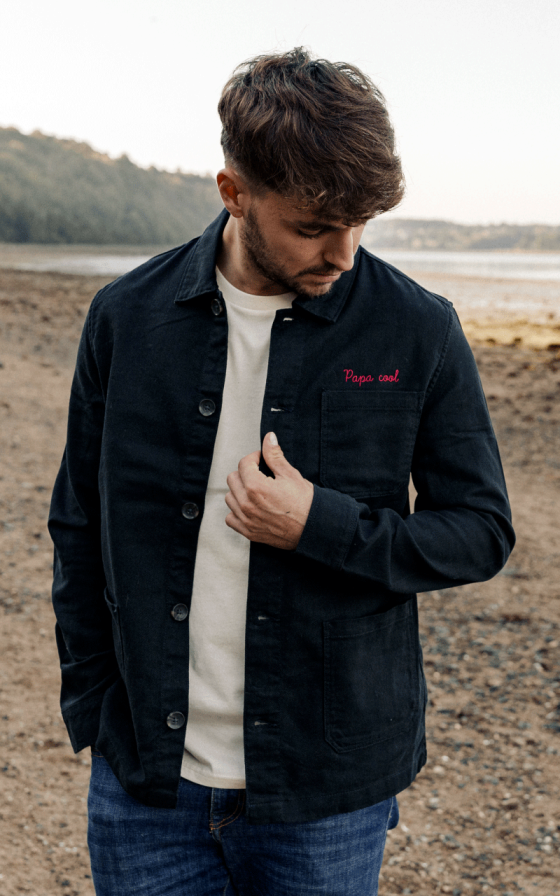 Veste worker homme brodée Manuscrit - Personnalisable