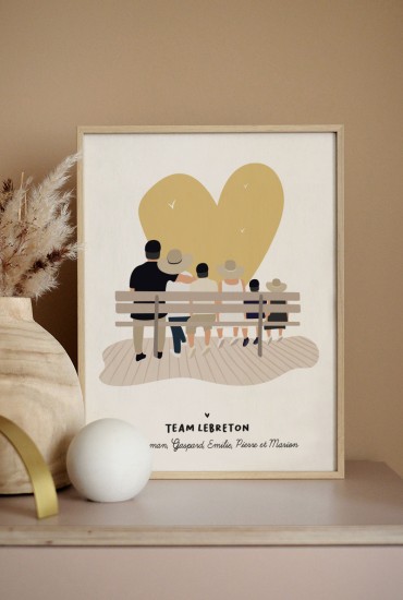Affiche Famille Face à la mer - Personnalisable