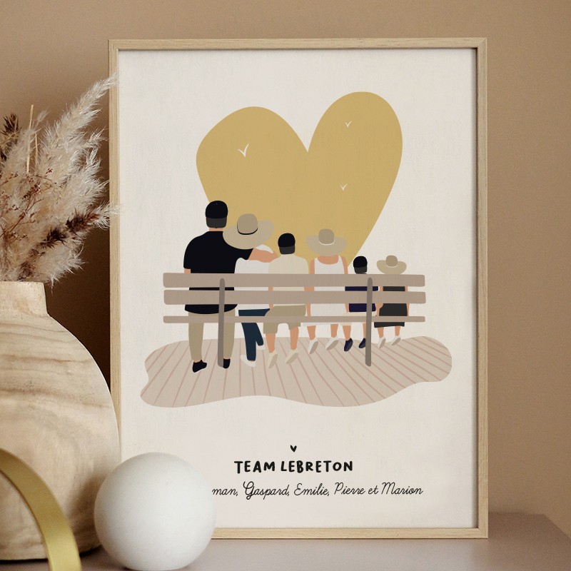 Affiche Famille Face à la mer - Personnalisable
