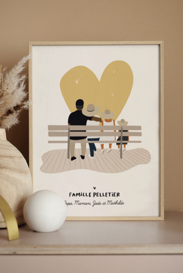 Affiche Famille Face à la mer - Personnalisable