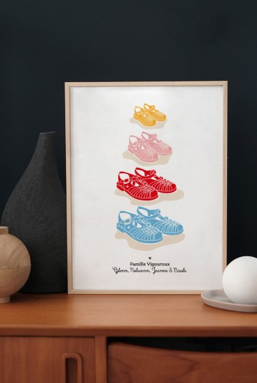 Affiche Famille Sandales de plage - Personnalisable