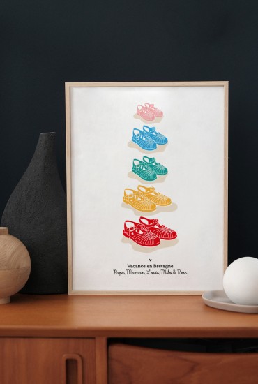 Affiche Famille Sandales de plage - Personnalisable