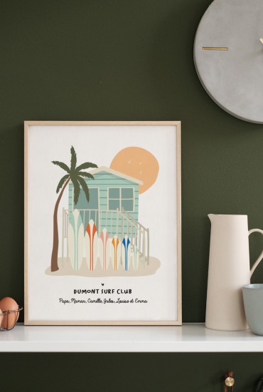 Affiche Famille Surf club - Personnalisable