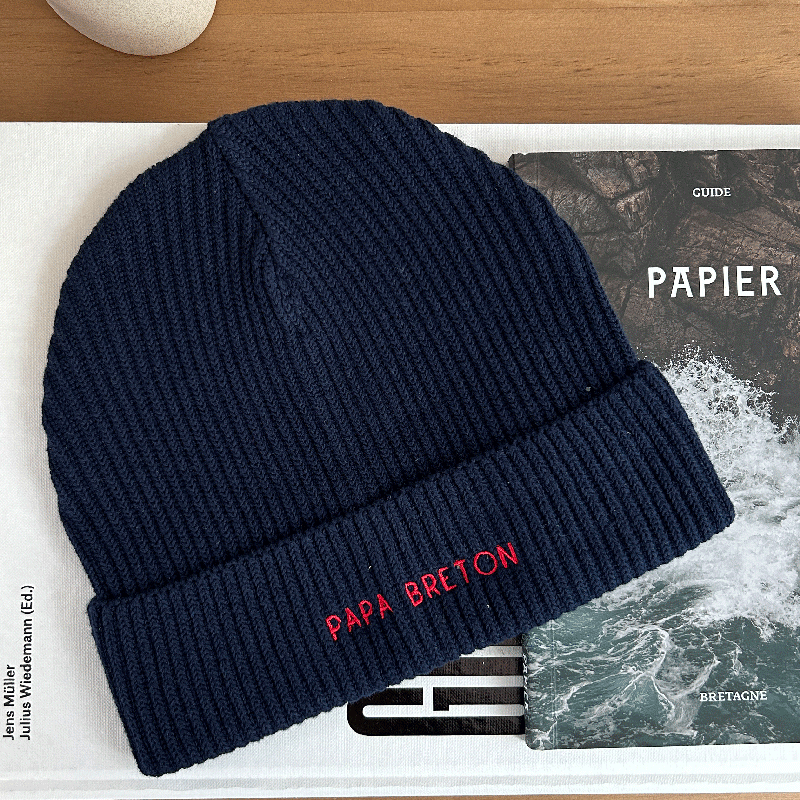 Bonnet avec bande bicolore contrastée Unisexe brodé personnalisé acrylique - KP515 » Broderie 42