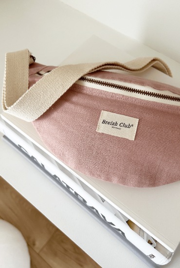 Sac banane 100% lin Vieux rose
