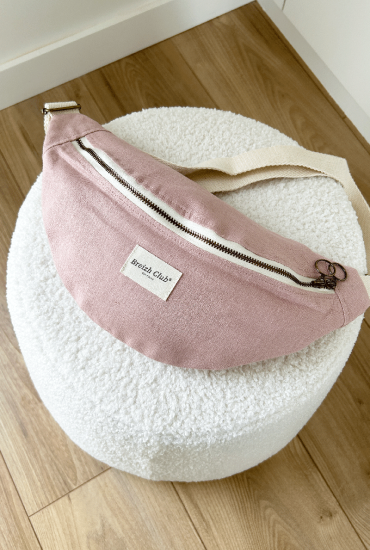 Sac banane 100% lin Vieux rose