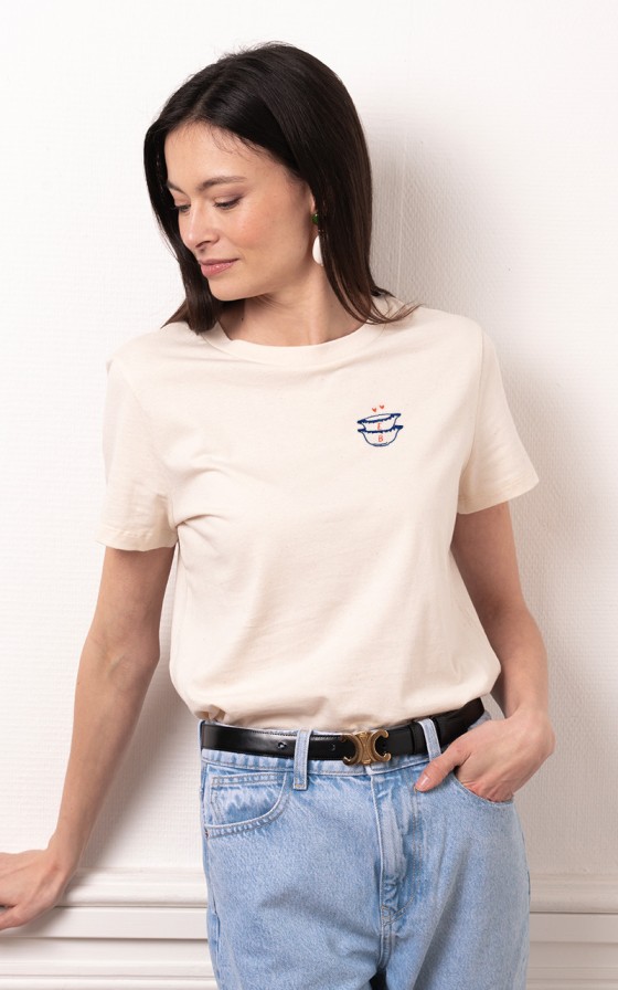 T-shirt femme brodé Bols bretons - Personnalisable