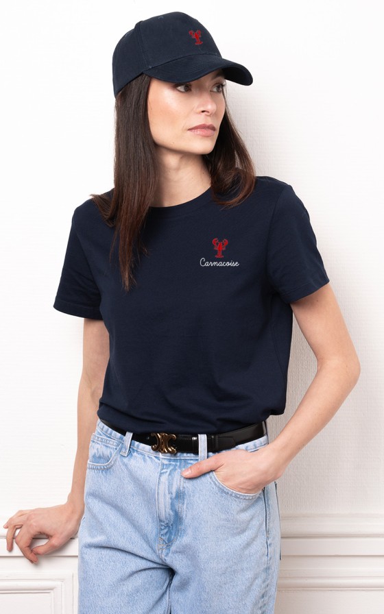 T-shirt Femme brodé Homard breton - Personnalisable