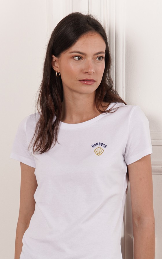 T-shirt Femme brodé Coquille bretonne - Personnalisable