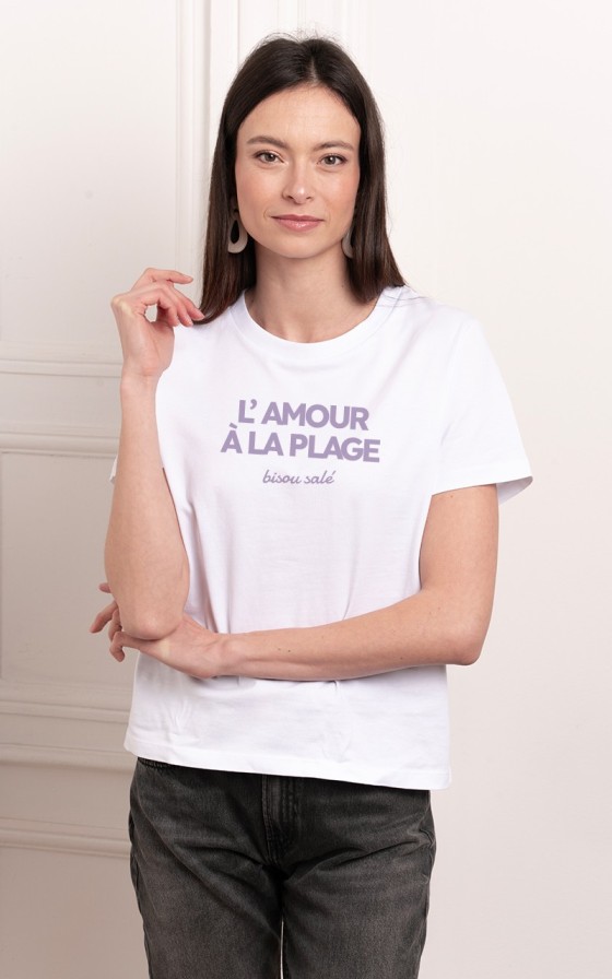 T-shirt femme L'amour à la plage - Personnalisable