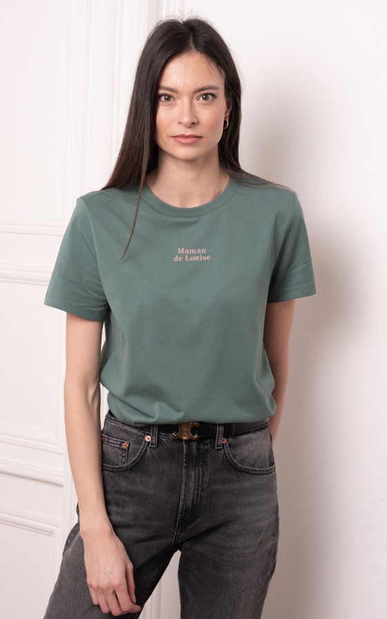 T-shirt femme brodé Joli mot - Personnalisable
