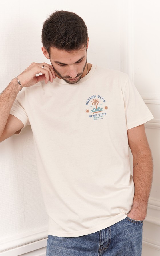 T-shirt homme Surf Palmier Coeur et dos - Personnalisable