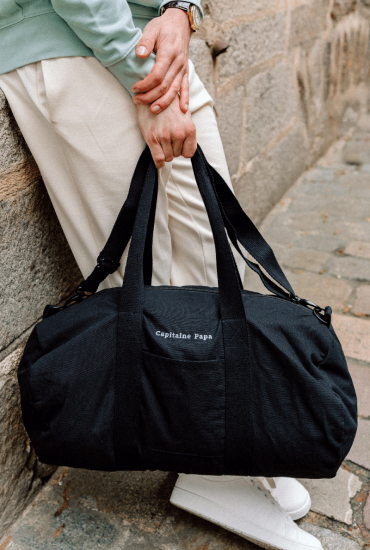 Sac week-end Noir brodé -...