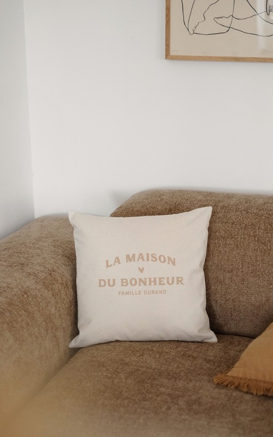 Housse de coussin Maison du bonheur - Personnalisable