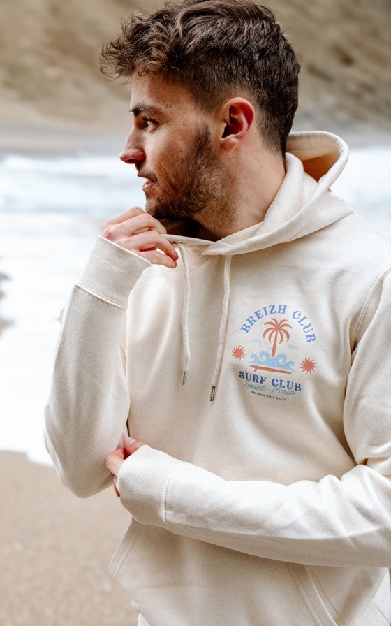 Sweat à capuche Surf palmier - Personnalisable