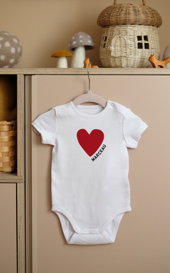 Body Grand coeur rouge - Personnalisable